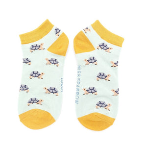 lusciousscarves Socks Miss Sparrow Turtles Bamboo Trainer Socks - Duck Egg