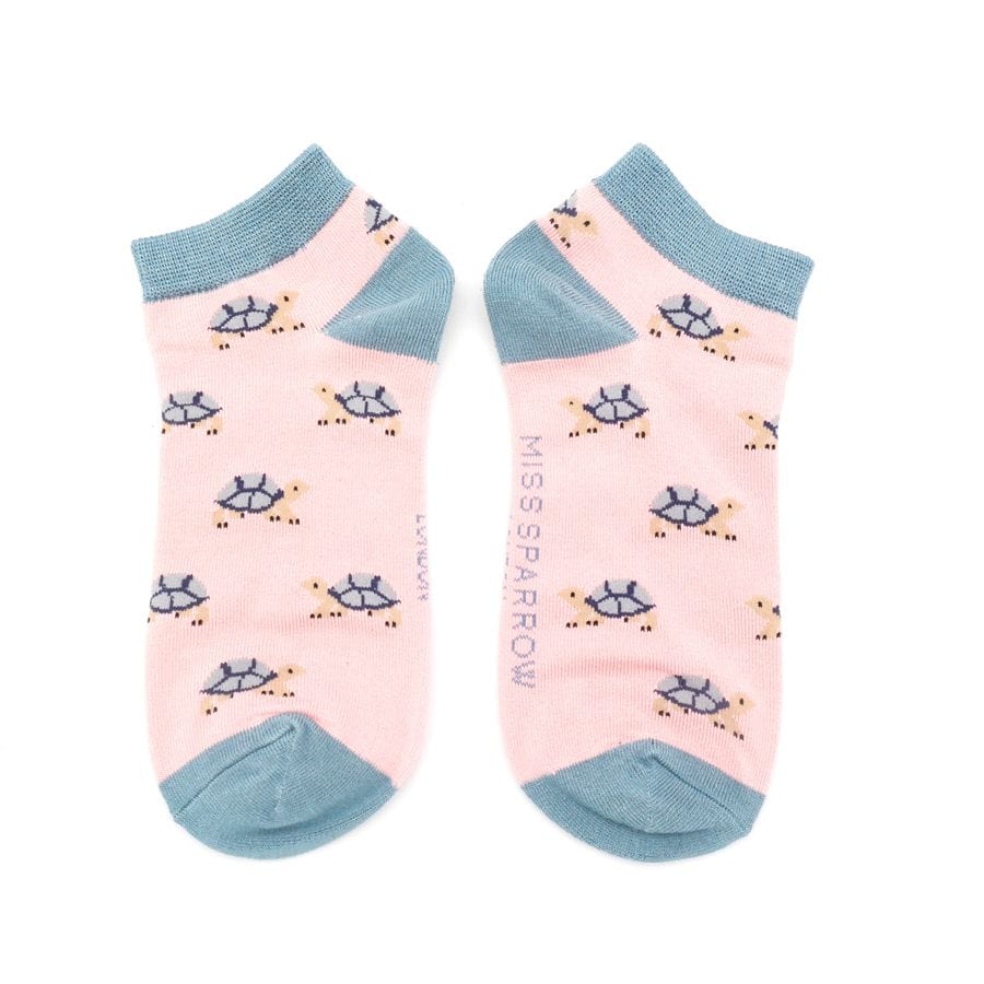 lusciousscarves Socks Miss Sparrow Turtles Bamboo Trainer Socks - Pink
