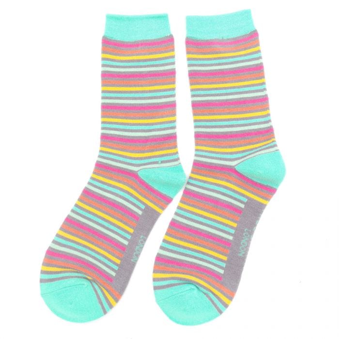 lusciousscarves Socks Miss Sparrow  Vibrant Stripes Bamboo Socks - Grey