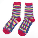 Load image into Gallery viewer, lusciousscarves Socks Miss Sparrow Vibrant Stripes Bamboo Socks - Navy

