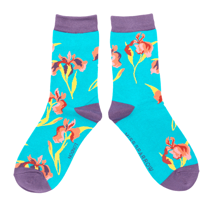 lusciousscarves Socks Miss Sparrow Wild Iris Bamboo Socks - Teal