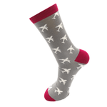 Load image into Gallery viewer, lusciousscarves Socks Mr Heron Bamboo Socks, Aeroplanes Design , Grey and Maroon,
