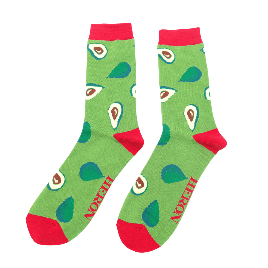 lusciousscarves Socks Mr Heron Bamboo Socks, Avocado's Design, Green