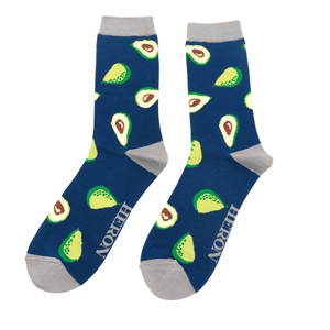 lusciousscarves Socks Mr Heron Bamboo Socks , Avocado's Design, Navy