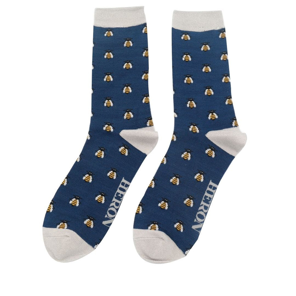lusciousscarves Socks Mr Heron Bamboo Socks , Bee's Design, Blue