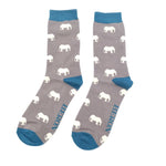 Load image into Gallery viewer, lusciousscarves Socks Mr Heron Bamboo Socks , Elephant&#39;s Design, Grey
