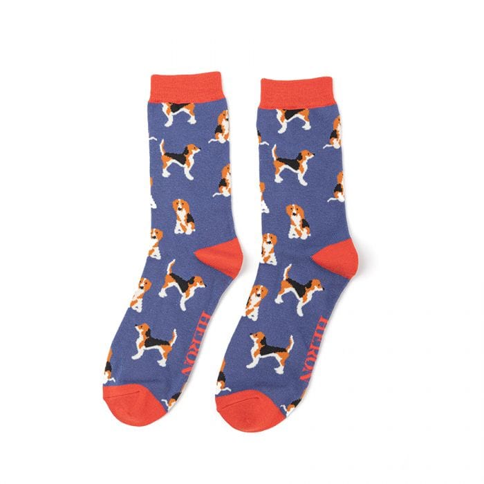lusciousscarves Socks Mr Heron Beagle Pups Bamboo Socks - Denim