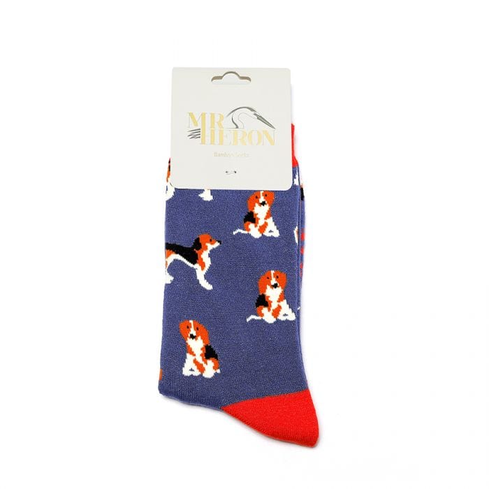 lusciousscarves Socks Mr Heron Beagle Pups Bamboo Socks - Denim