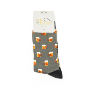 lusciousscarves Socks Mr Heron Beer Bamboo Socks - Grey