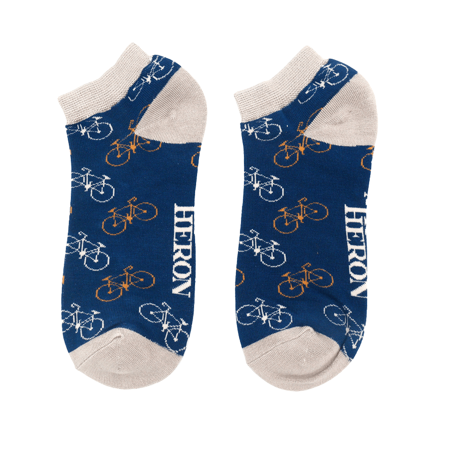 lusciousscarves Socks Mr Heron Bicycles Bamboo Trainer Socks - Blue