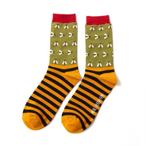 lusciousscarves Socks Mr Heron Busy Bees Bamboo Socks - Olive