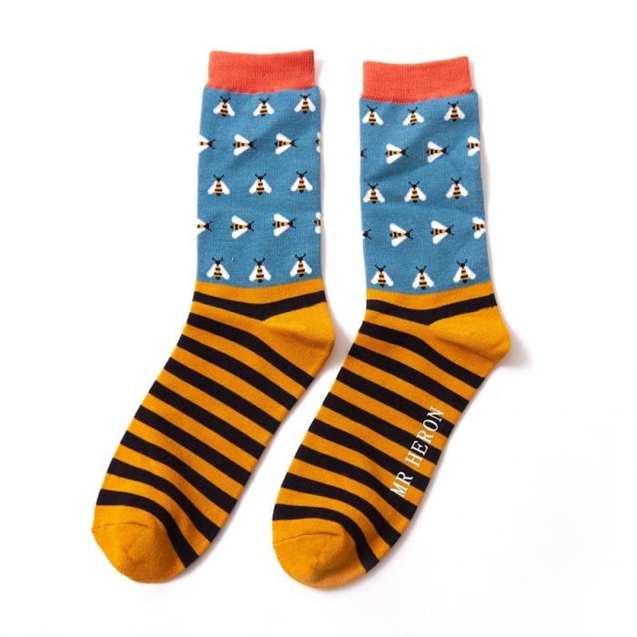 lusciousscarves Socks Mr Heron Busy Bees Bamboo Socks - Teal