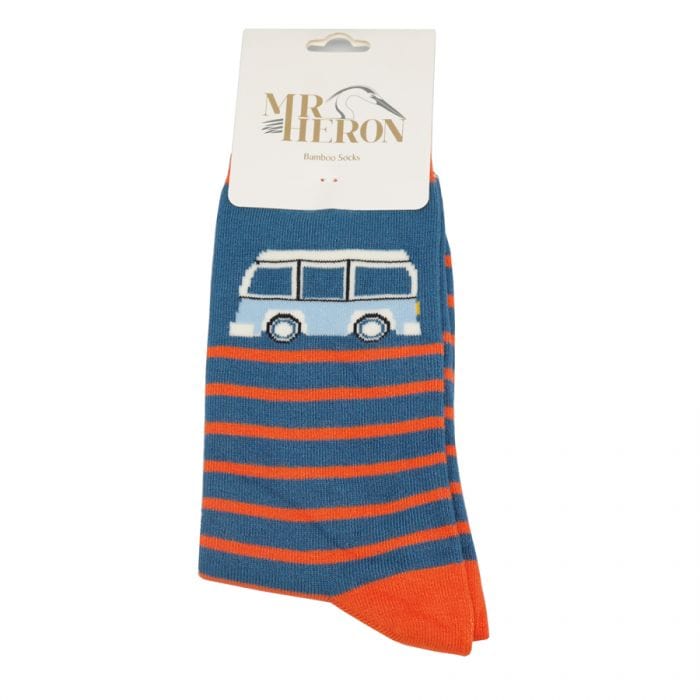 lusciousscarves Socks Mr Heron Camper Stripe Bamboo Socks - Blue