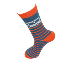 lusciousscarves Socks Mr Heron Camper Stripe Bamboo Socks - Blue