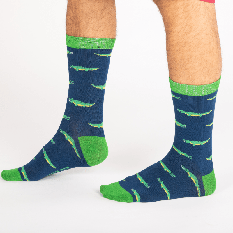 lusciousscarves Socks Mr Heron Crocodile Bamboo Socks - Navy