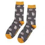 Load image into Gallery viewer, lusciousscarves Socks Mr Heron Cute Hedgehogs Bamboo Socks - Grey
