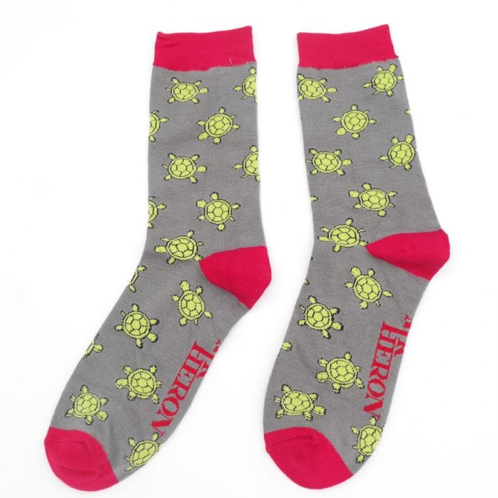 lusciousscarves Socks Mr Heron Cute Turtles Bamboo Socks - Grey
