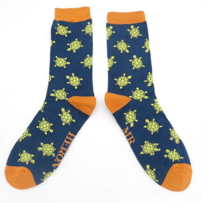 lusciousscarves Socks Mr Heron Cute Turtles Bamboo Socks - Navy