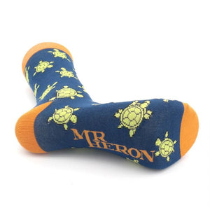 lusciousscarves Socks Mr Heron Cute Turtles Bamboo Socks - Navy