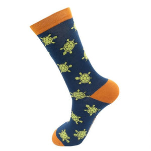 lusciousscarves Socks Mr Heron Cute Turtles Bamboo Socks - Navy