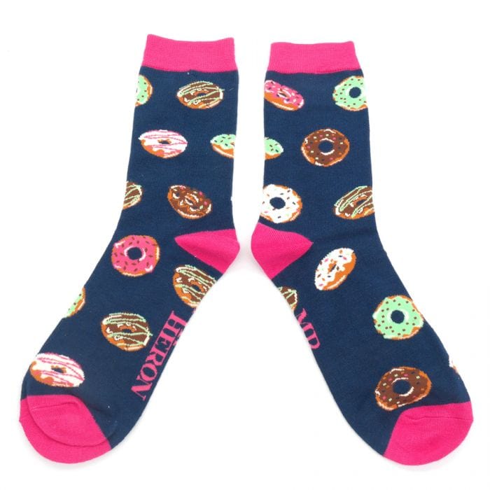lusciousscarves Socks Mr Heron Doughnuts Bamboo Socks - Navy
