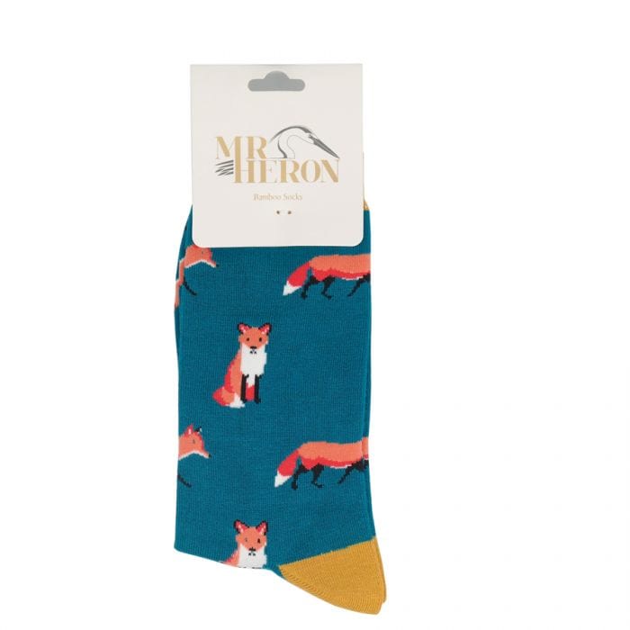 lusciousscarves Socks Mr Heron Foxes Bamboo Socks - Teal