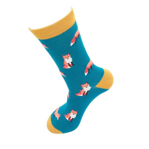 lusciousscarves Socks Mr Heron Foxes Bamboo Socks - Teal