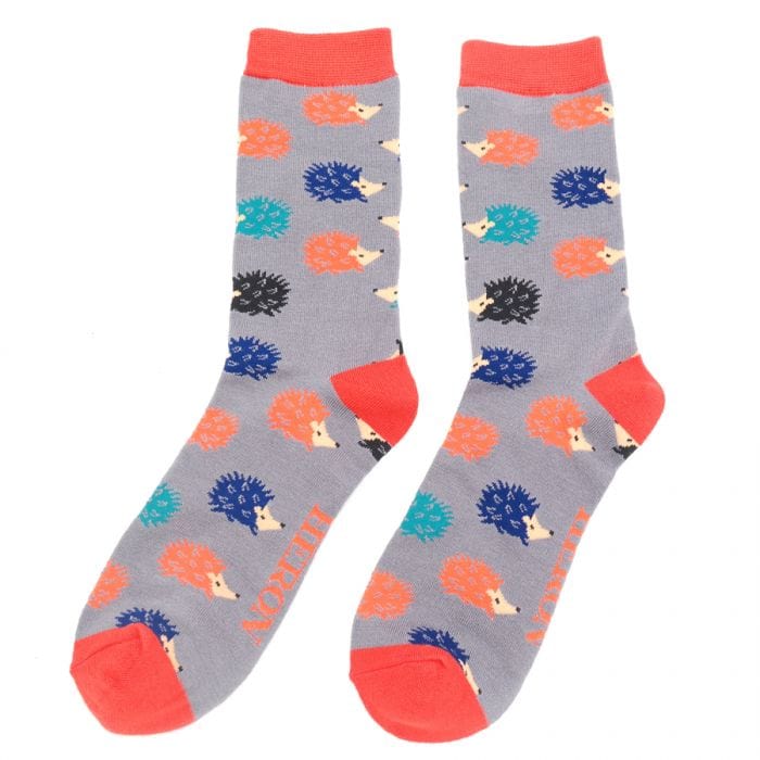 lusciousscarves Socks Mr Heron Fun Hedgehogs Bamboo Socks - Grey