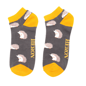 lusciousscarves Socks Mr Heron Hedgehogs Bamboo Trainer Socks - Grey