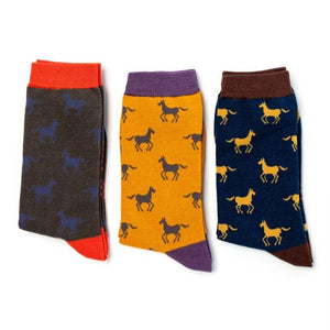 lusciousscarves Socks Mr Heron Horses Bamboo Socks - Mustard