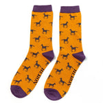 Load image into Gallery viewer, lusciousscarves Socks Mr Heron Horses Bamboo Socks - Mustard

