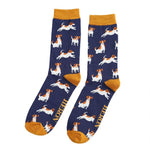 Load image into Gallery viewer, lusciousscarves Socks Mr Heron Jack Russells Bamboo Socks - Navy

