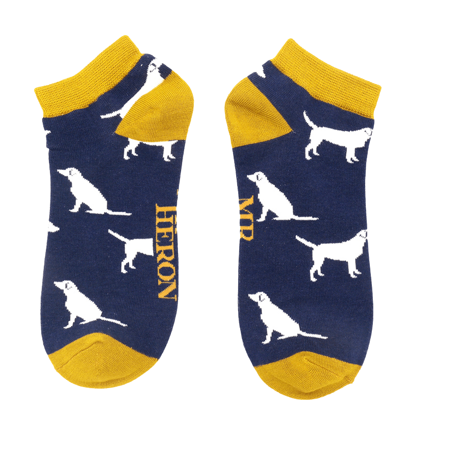 lusciousscarves Socks Mr Heron Labrador Bamboo Trainer Socks - Navy