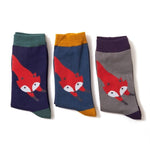 Load image into Gallery viewer, lusciousscarves Socks Mr Heron Leaping Fox Bamboo Socks - Teal
