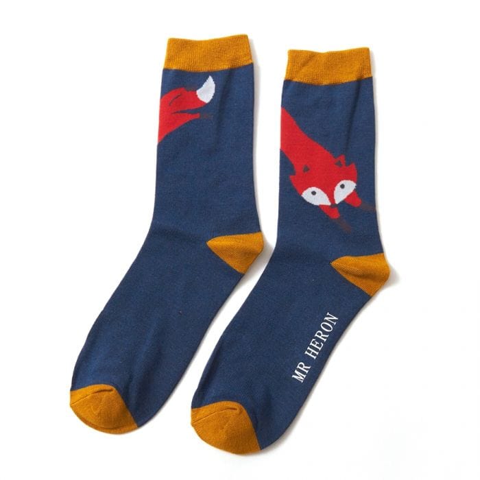 lusciousscarves Socks Mr Heron Leaping Fox Bamboo Socks - Teal