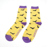 Load image into Gallery viewer, lusciousscarves Socks Mr Heron Little Sausage Dogs Bamboo Socks - Yellow
