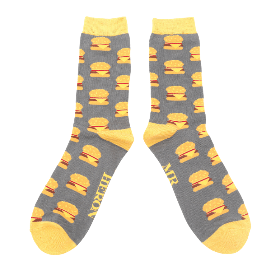 lusciousscarves Socks Mr Heron Men's Bamboo Socks , Hamburgers Design.