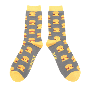 lusciousscarves Socks Mr Heron Men's Bamboo Socks , Hamburgers Design.