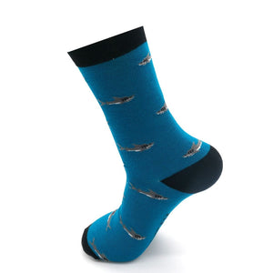 lusciousscarves Socks Mr Heron Men's Bamboo Socks , Sharks Design, Teal
