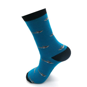 lusciousscarves Socks Mr Heron Men's Bamboo Socks , Sharks Design, Teal