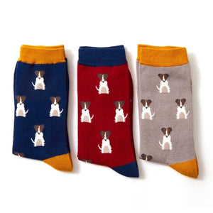lusciousscarves Socks Mr Heron Mini Jack Russells Bamboo Socks - Navy
