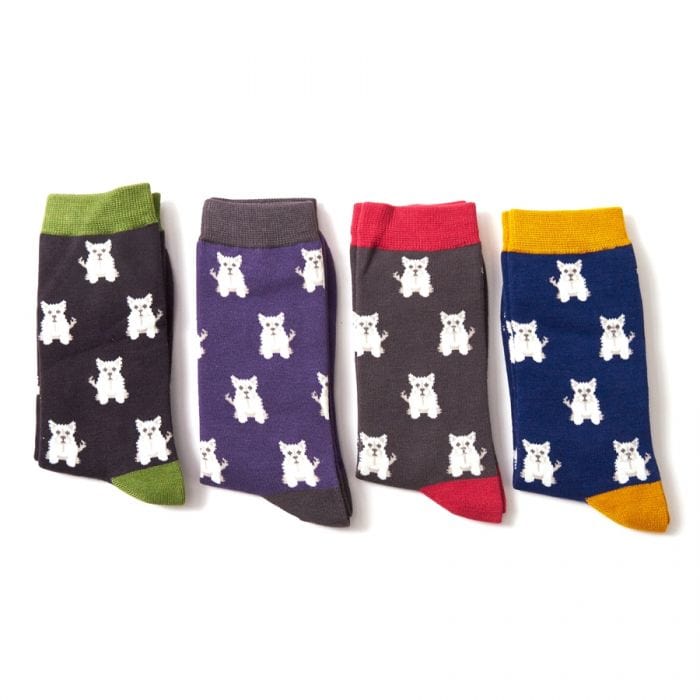 lusciousscarves Socks Mr Heron Mini Westies Bamboo Socks -Grey