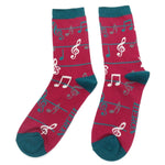 Load image into Gallery viewer, lusciousscarves Socks Mr Heron Music Notes Bamboo Socks - Wine
