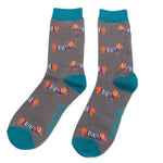 Load image into Gallery viewer, lusciousscarves Socks Mr Heron Parisian Pups Bamboo Socks - Charcoal
