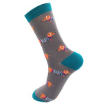 Load image into Gallery viewer, lusciousscarves Socks Mr Heron Parisian Pups Bamboo Socks - Charcoal
