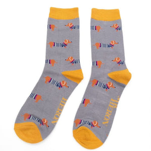lusciousscarves Socks Mr Heron Parisian Pups Bamboo Socks - Mid Grey