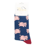 Load image into Gallery viewer, lusciousscarves Socks Mr Heron Pig Bamboo Socks - Navy

