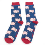 Load image into Gallery viewer, lusciousscarves Socks Mr Heron Pig Bamboo Socks - Navy
