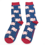 Load image into Gallery viewer, lusciousscarves Socks Mr Heron Pig Bamboo Socks - Navy
