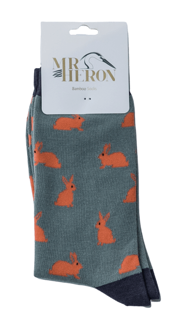 lusciousscarves Socks Mr Heron Rabbits Bamboo Socks - Muted Green